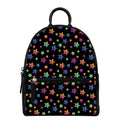 Rainbow Stars Pattern Print Leather Backpack