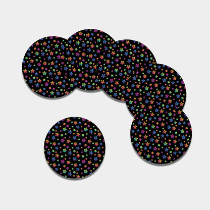 Rainbow Stars Pattern Print Leather Coaster Set