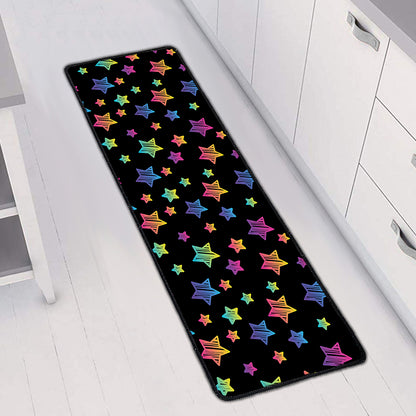 Rainbow Stars Pattern Print Long Kitchen Mat