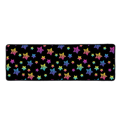 Rainbow Stars Pattern Print Long Kitchen Mat
