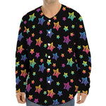 Rainbow Stars Pattern Print Long Sleeve Baseball Jersey