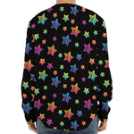 Rainbow Stars Pattern Print Long Sleeve Baseball Jersey