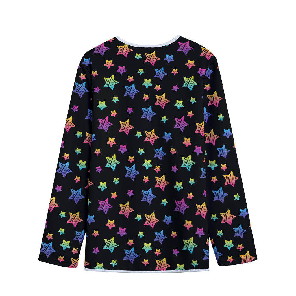Rainbow Stars Pattern Print Long Sleeve Short Coat