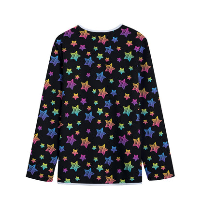 Rainbow Stars Pattern Print Long Sleeve Short Coat