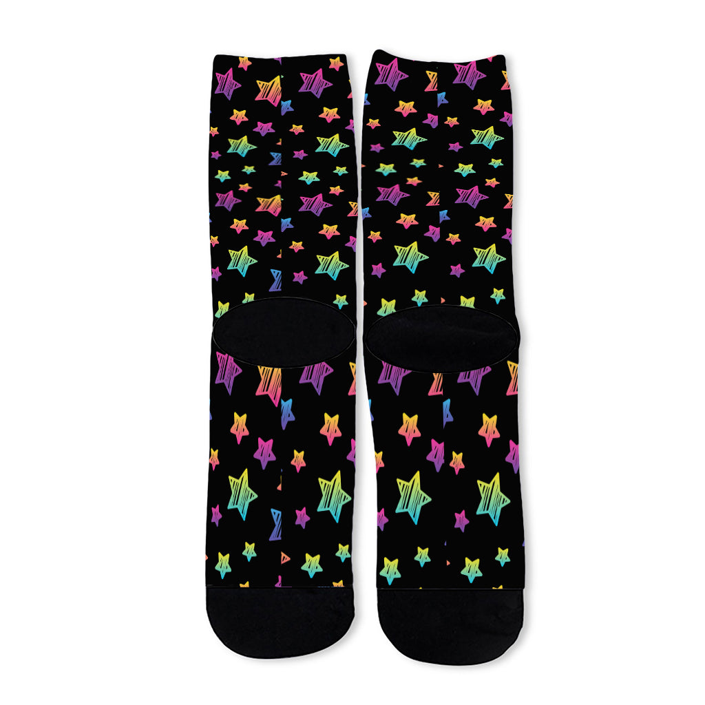 Rainbow Stars Pattern Print Long Socks