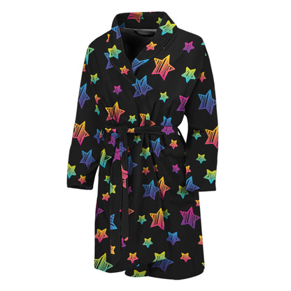 Rainbow Stars Pattern Print Men's Bathrobe