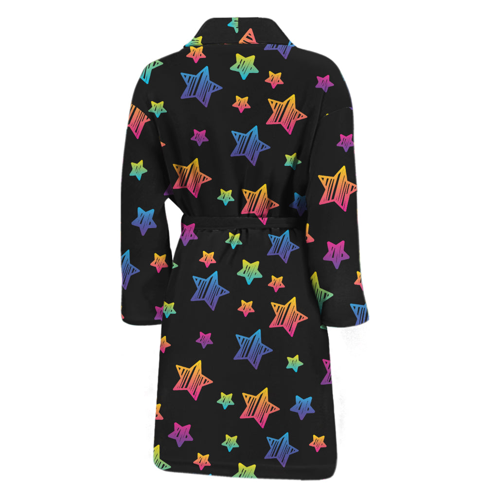Rainbow Stars Pattern Print Men's Bathrobe