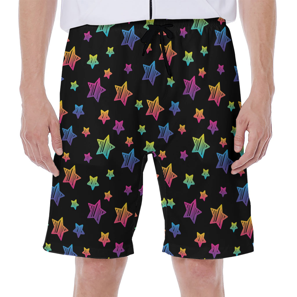 Rainbow Stars Pattern Print Men's Beach Shorts