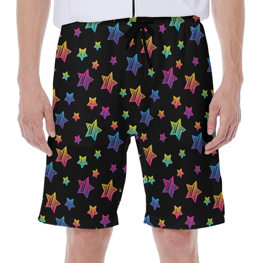 Rainbow Stars Pattern Print Men's Beach Shorts