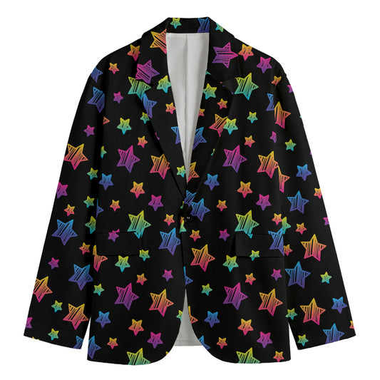 Rainbow Stars Pattern Print Men's Blazer