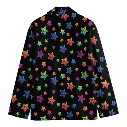 Rainbow Stars Pattern Print Men's Blazer