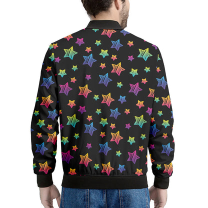Rainbow Stars Pattern Print Men's Bomber Jacket