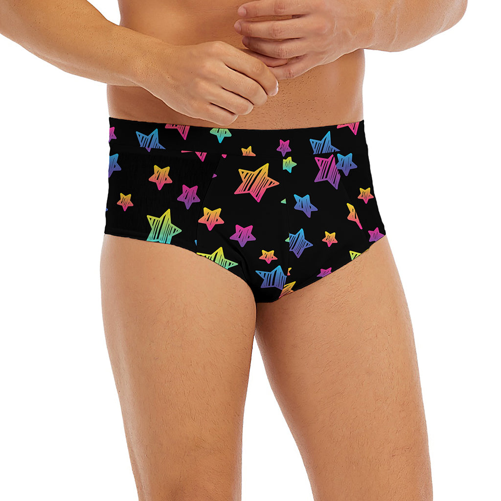 Rainbow Stars Pattern Print Men's Briefs