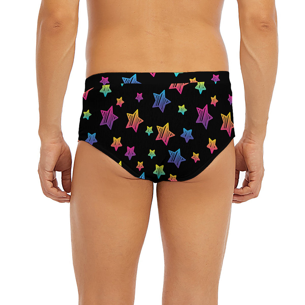 Rainbow Stars Pattern Print Men's Briefs