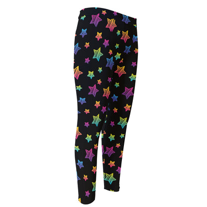 Rainbow Stars Pattern Print Men's Compression Pants