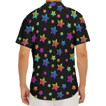Rainbow Stars Pattern Print Men's Deep V-Neck Shirt