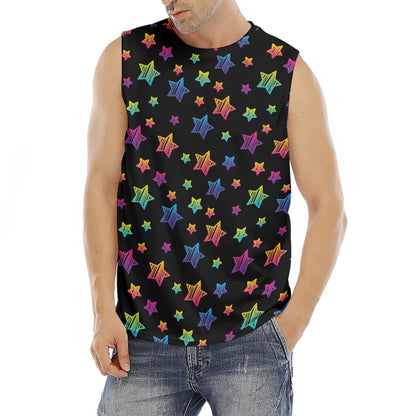 Rainbow Stars Pattern Print Men's Fitness Tank Top