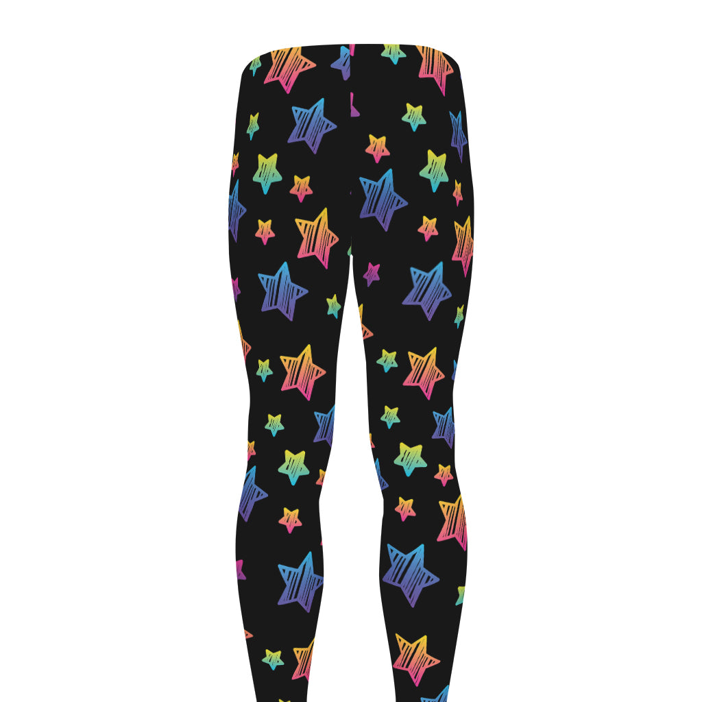 Rainbow Stars Pattern Print Men's leggings