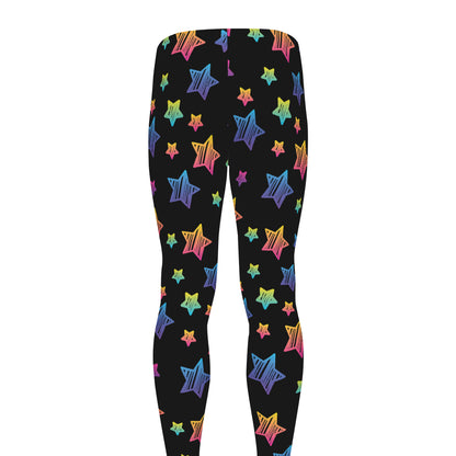 Rainbow Stars Pattern Print Men's leggings