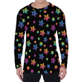Rainbow Stars Pattern Print Men's Long Sleeve T-Shirt