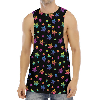Rainbow Stars Pattern Print Men's Muscle Tank Top