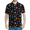 Rainbow Stars Pattern Print Men's Polo Shirt