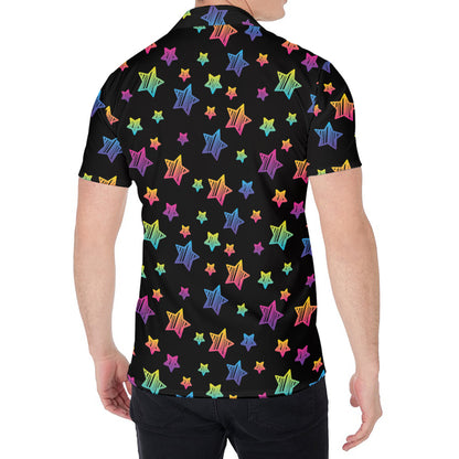 Rainbow Stars Pattern Print Men's Shirt