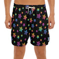 Rainbow Stars Pattern Print Men's Split Running Shorts