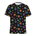 Rainbow Stars Pattern Print Men's Athletic T-Shirt