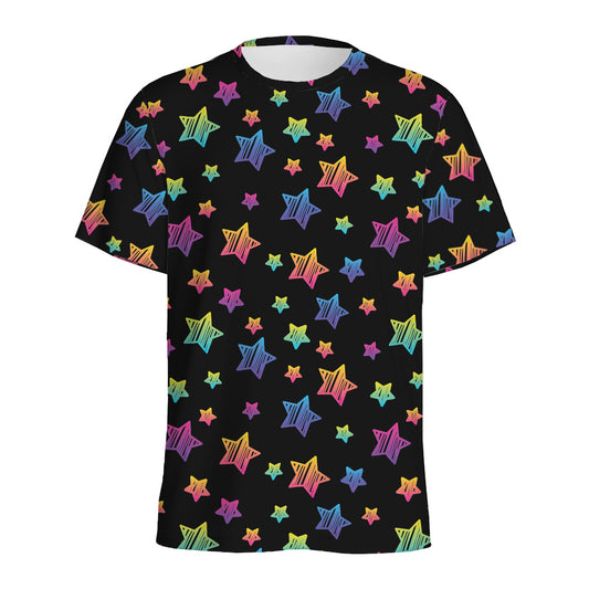 Rainbow Stars Pattern Print Men's Sports T-Shirt