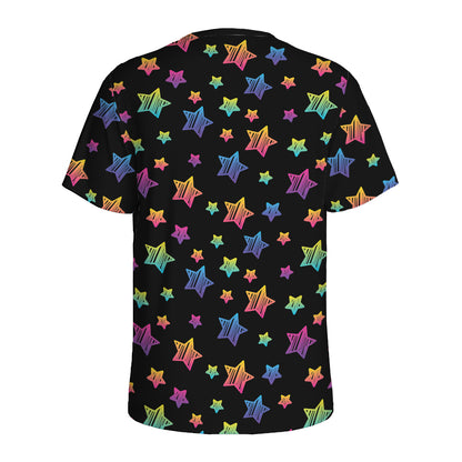 Rainbow Stars Pattern Print Men's Sports T-Shirt