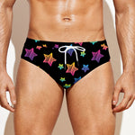 Rainbow Stars Pattern Print Men's Swim Briefs