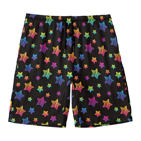 Rainbow Stars Pattern Print Men's Swim Trunks