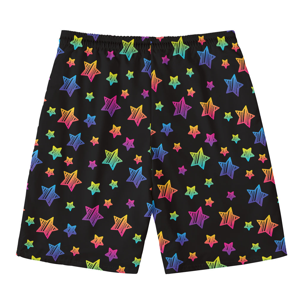 Rainbow Stars Pattern Print Men's Swim Trunks