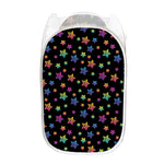 Rainbow Stars Pattern Print Mesh Laundry Hamper