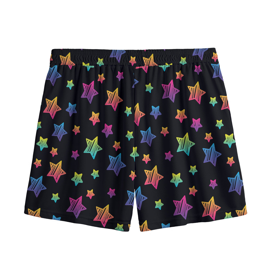 Rainbow Stars Pattern Print Mesh Shorts
