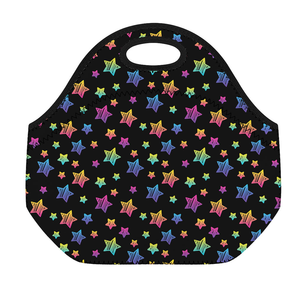 Rainbow Stars Pattern Print Neoprene Lunch Bag