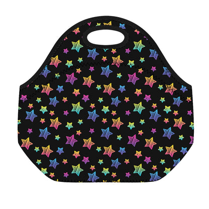 Rainbow Stars Pattern Print Neoprene Lunch Bag