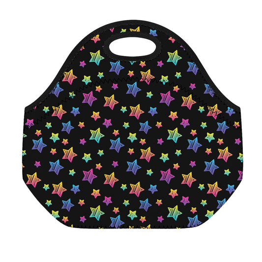 Rainbow Stars Pattern Print Neoprene Lunch Bag