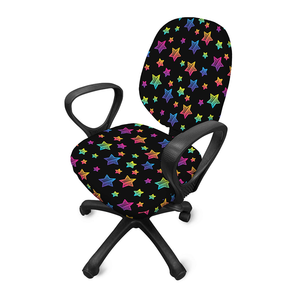 Rainbow Stars Pattern Print Office Chair Cover