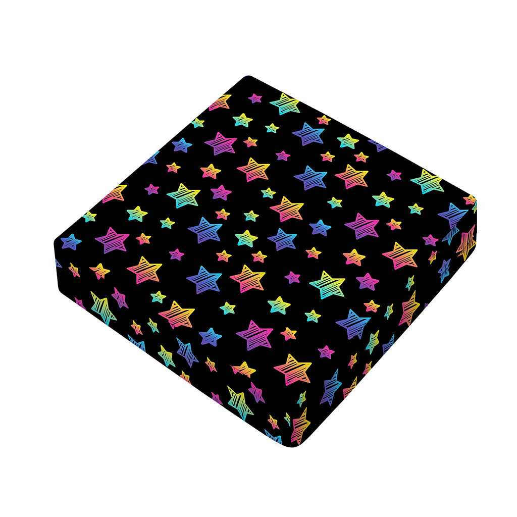Rainbow Stars Pattern Print Outdoor Seat Cushion Cover