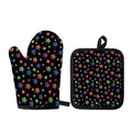 Rainbow Stars Pattern Print Oven Mitt And Pot Holder Set
