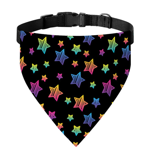 Rainbow Stars Pattern Print Over The Collar Dog Bandana