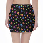 Rainbow Stars Pattern Print Pencil Mini Skirt