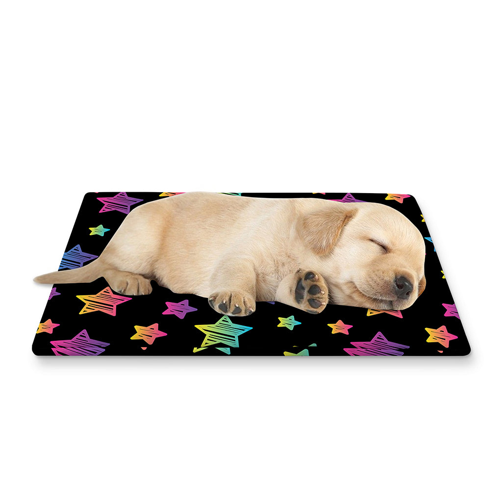 Rainbow Stars Pattern Print Pet Cooling Mat Cover