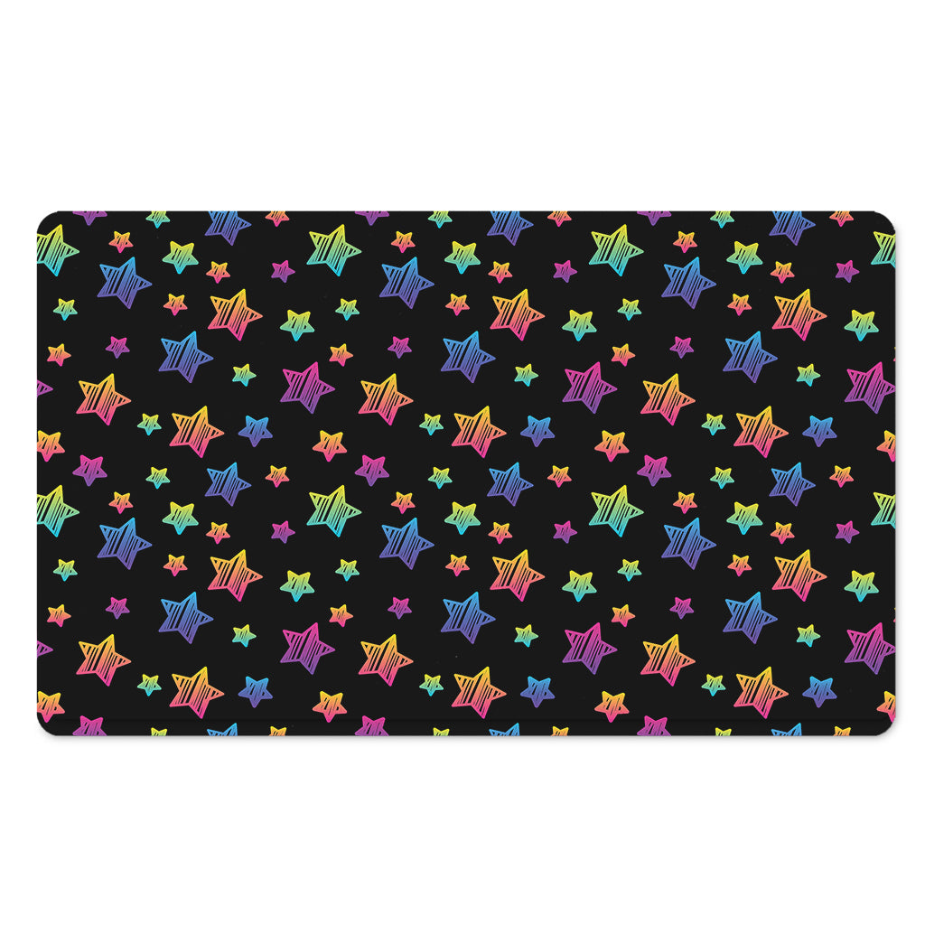 Rainbow Stars Pattern Print Polyester Doormat
