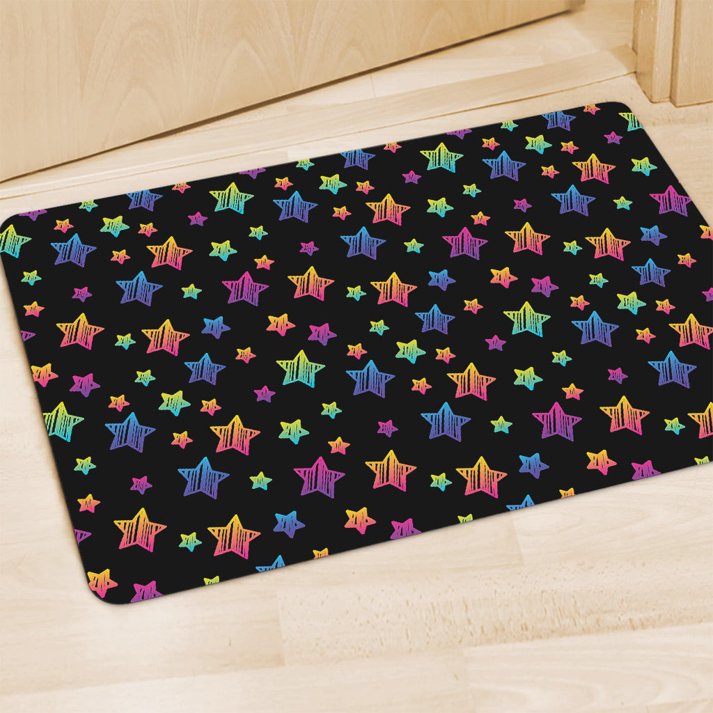 Rainbow Stars Pattern Print Polyester Doormat
