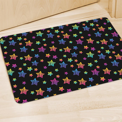 Rainbow Stars Pattern Print Polyester Doormat