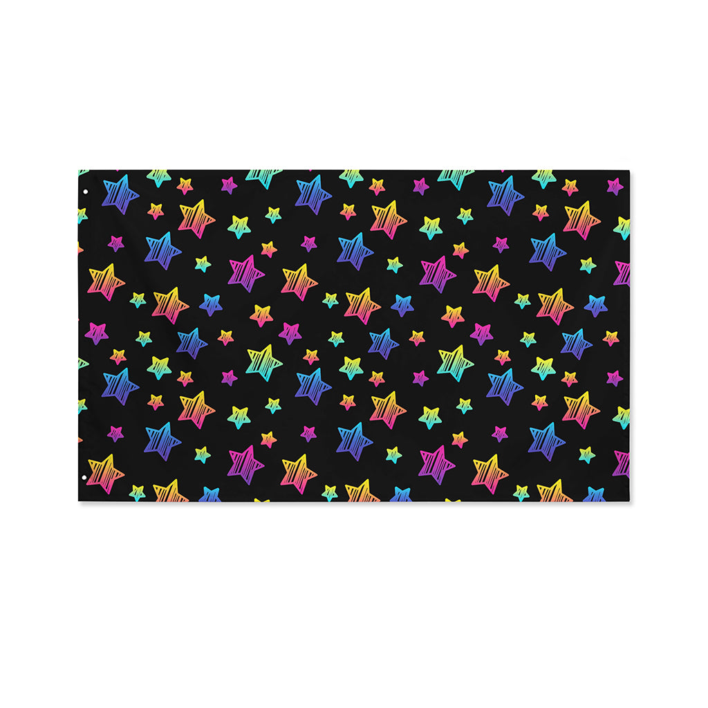 Rainbow Stars Pattern Print Polyester Flag