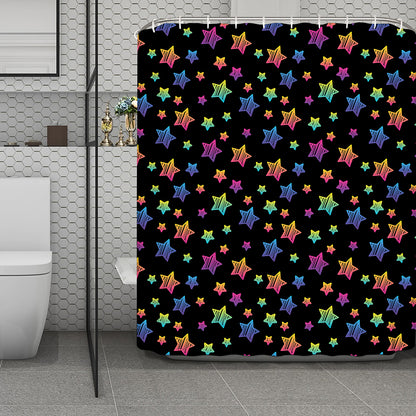 Rainbow Stars Pattern Print Polyester Shower Curtain